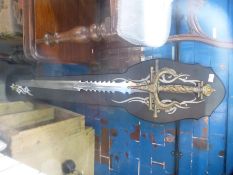 Large mounted replica Excalibur sword