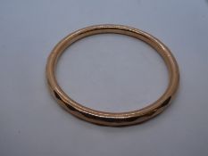 9ct Rose gold bangle, approx 9cm diam, marked 375, maker H G & S, 14.2g