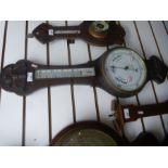 Antique mahogany cased banjo barometer the dial marked 'Selfridge'