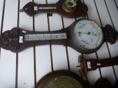 Antique mahogany cased banjo barometer the dial marked 'Selfridge'