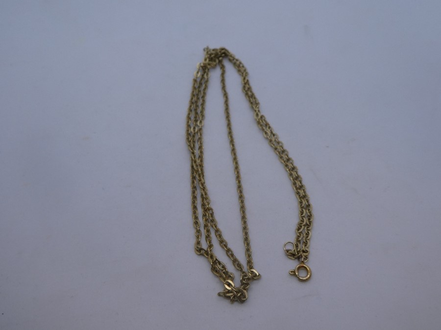 Yellow metal neckchain, marks worn, presumed 9ct, approx 7.6g