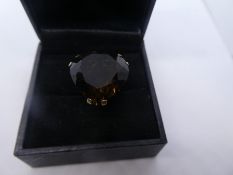 Pretty 9ct dressing with heart shaped smoky topaz mounted in heart designed mount, size M, marked 3