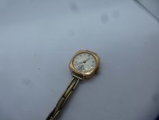 Vintage 9ct yellow gold 'Gelda' watch on a plated strap