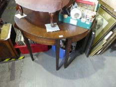 Antique mahogany D end table with loaf