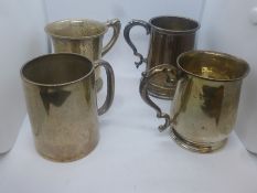 Collection of 4 silver christening cups, 3 hallmarked, and one marked 830, 8.12ozt