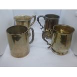 Collection of 4 silver christening cups, 3 hallmarked, and one marked 830, 8.12ozt