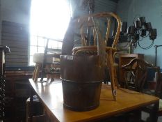 Vintage wooden pail and bentwood chair