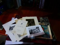 Box camera equipment and ephemera including etchings, Indian picture, etc