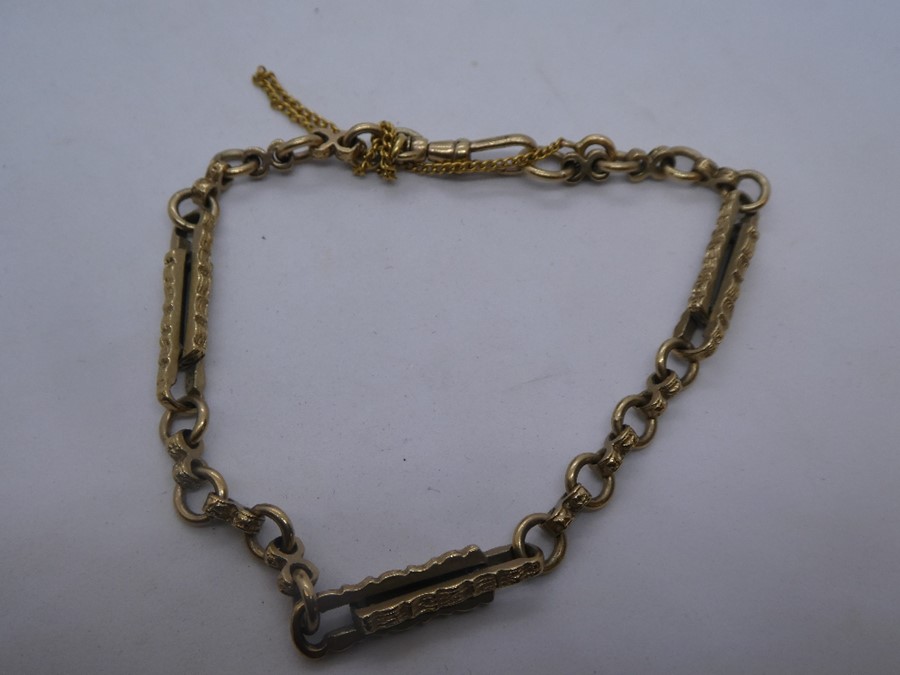 9ct yellow gold bracelet, with safety chain, marked 375, maker SAL, approx 14.6g - Image 3 of 3