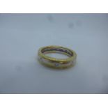 18ct yellow gold wedding band, set with 8 small diamonds, size O, 5.7g