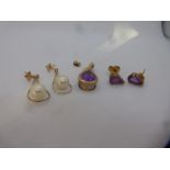 9ct yellow gold amethyst set pendant and matching stud earrings marked 375 together with a pair of p