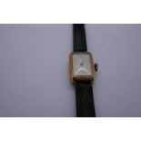 Vintage 9ct yellow gold cased ladies cocktail watch, marked 375 on black fabric strap, gross weight