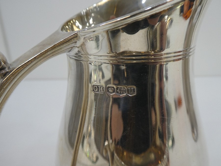 A high quality silver milk jug, heavy, hallmarked Sheffield 1937, Harrison Brothers and Hawson, with - Image 2 of 6