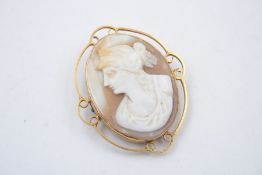 antique 9ct gold framed carved shell cameo brooch 8.4g