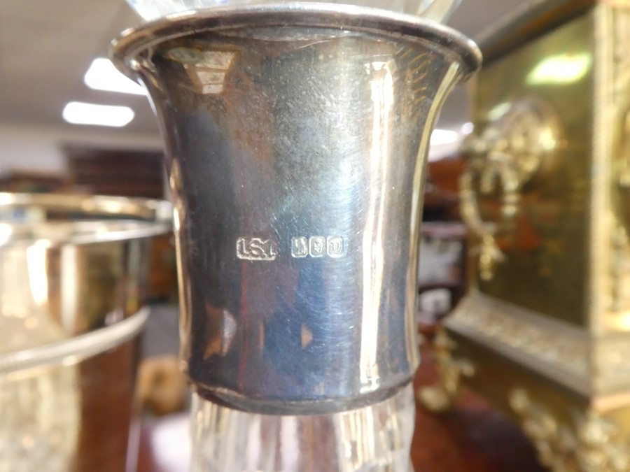 A Waterford crystal decanter having silver hallmarked collar, and a plated ice bucket - Image 3 of 3