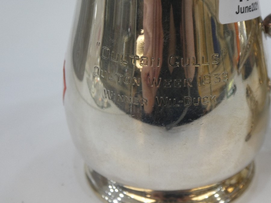 A high quality silver milk jug, heavy, hallmarked Sheffield 1937, Harrison Brothers and Hawson, with - Image 5 of 6