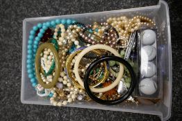 Box of mixed costume jewellery to incl. boxed earrings, silver cameo bracelet, brooches etc