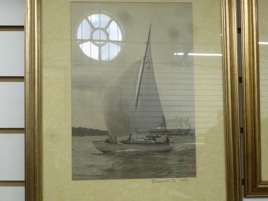 A black and white photograph of a yacht by Beken and Son and two others - Image 2 of 3