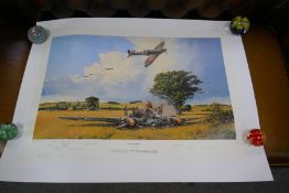 Robert Taylor a coloured print ' Fight for the sky' 29/50 with numerous pencil signatures unframed