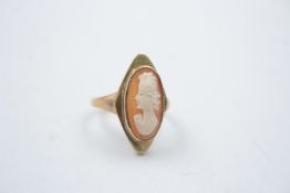 9ct gold antique carved shell cameo ring 3.9g
