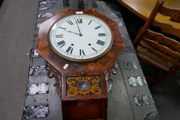 A Victorian rosewood drop dial wall clock