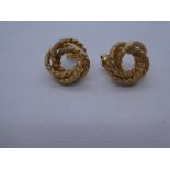 9ct gold 1980s style knot stud earrings 2.9g