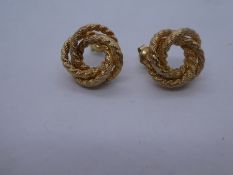 9ct gold 1980s style knot stud earrings 2.9g