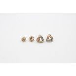 2 x 9ct Gold tri-tone stud earrings 2.8g