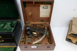 A late 19th century sextant by Elliott Brothers London, with accessories and fitted mahogany case