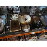 2 Boxes; one containing wooden nautical items and one containing china dishes etc