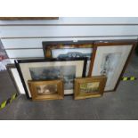 Selection of framed pictures and prints depicting various scenes, landscapes etc