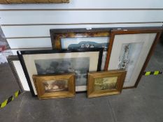 Selection of framed pictures and prints depicting various scenes, landscapes etc