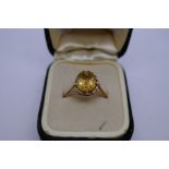 9ct yellow gold dress ring set with a large citrine, size N, approx 2.2g