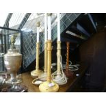 2 Pairs of David Hicks table lamps and one other - two having motifs