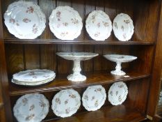 Old floral desert set having 11 plates and 2 comports