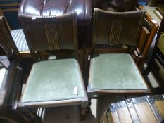 Set of 4 vintage green upholstered dining chairs