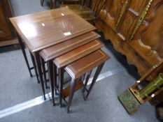 Inlaid mahogany nest of 4 tables, probably Edwardian