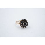 vintage 9ct gold sapphire cluster dress ring 3.9g