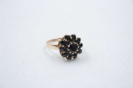 vintage 9ct gold sapphire cluster dress ring 3.9g