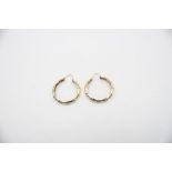 vintage 9ct gold bamboo hoop earrings 3.4g