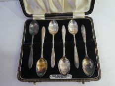 A set of six hallmarked silver spoons, Sheffield 1941 Angora Silver Plate Co, 1.65 ozt approx total