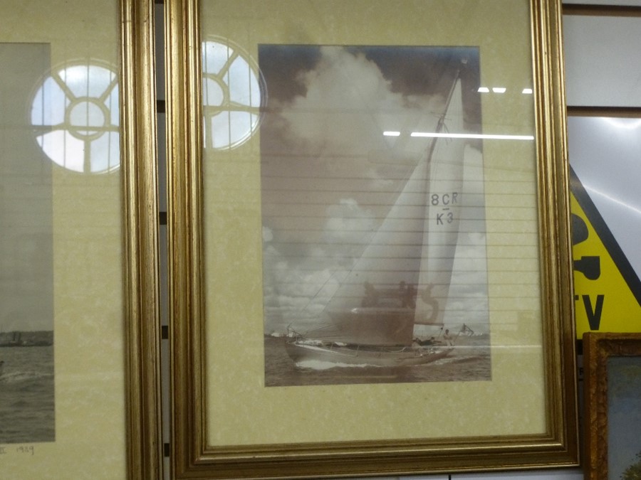 A black and white photograph of a yacht by Beken and Son and two others - Image 3 of 3