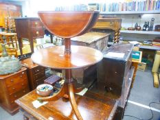 Antique mahogany 2 tiered dumb waiter on tripod base 61cm wide