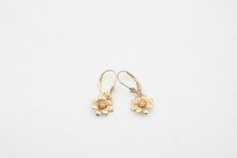 vintage 14ct gold flower clip-back earrings 2.1g