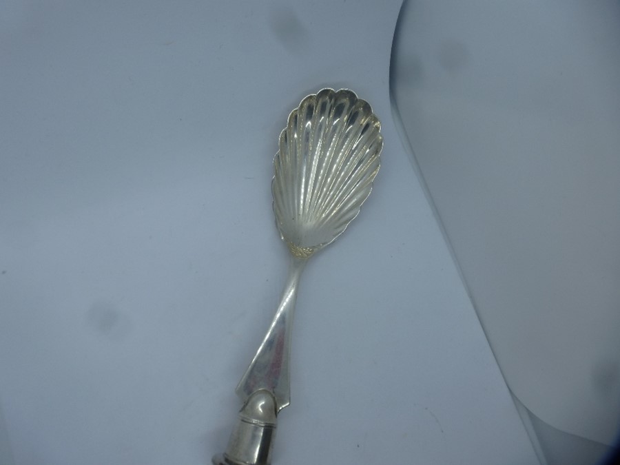 Good quality hallmarked silver fruit spoon, with cut glass handle, Birmingham 1937, - Image 2 of 2