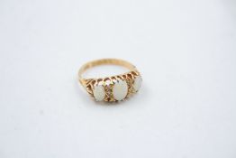 antique 18ct gold opal & diamond gypsy ring, for restoration 2.8g