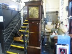 An antique oak and mahogany long case clock having brass dial by James Black, Sligo, 8 Day, the dial