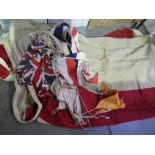 A box of old flags and bunting