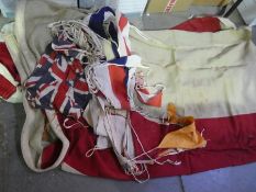 A box of old flags and bunting