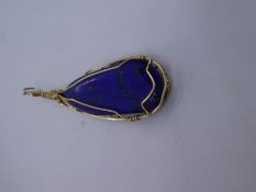 vintage 9ct gold modernist style lapis lazuli pendant 6.3g